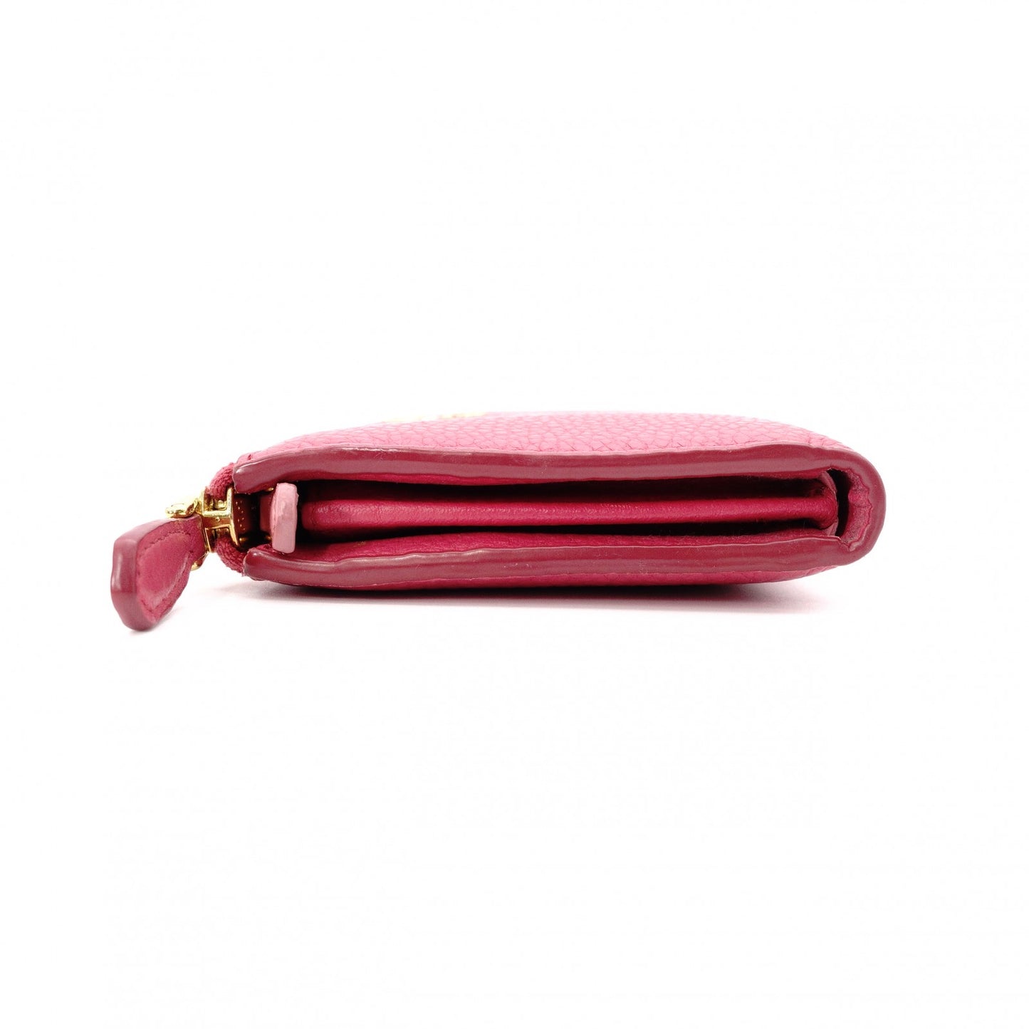 PRADA Saffiano Leather Long Wallet Pink with Gold Hardware