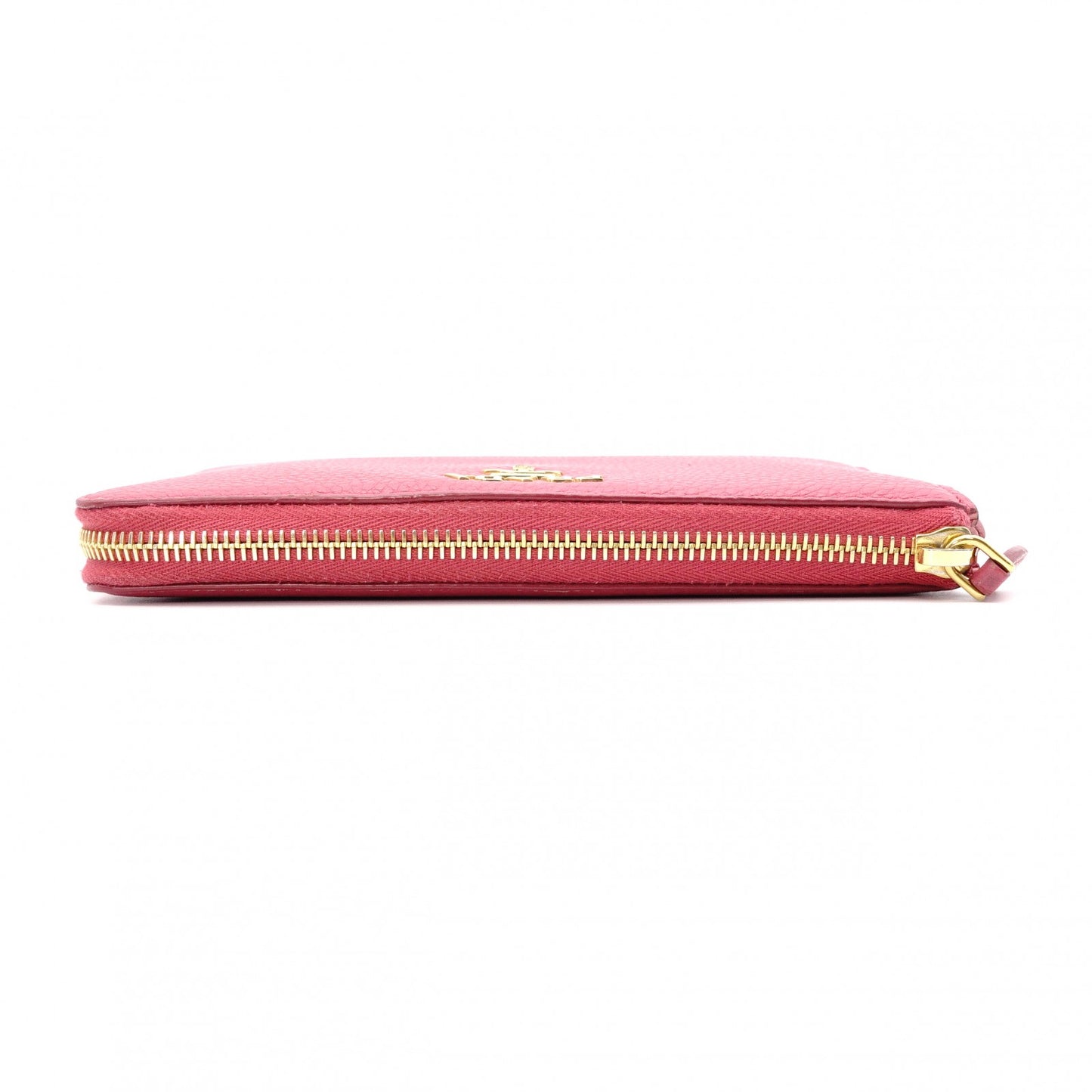 PRADA Saffiano Leather Long Wallet Pink with Gold Hardware