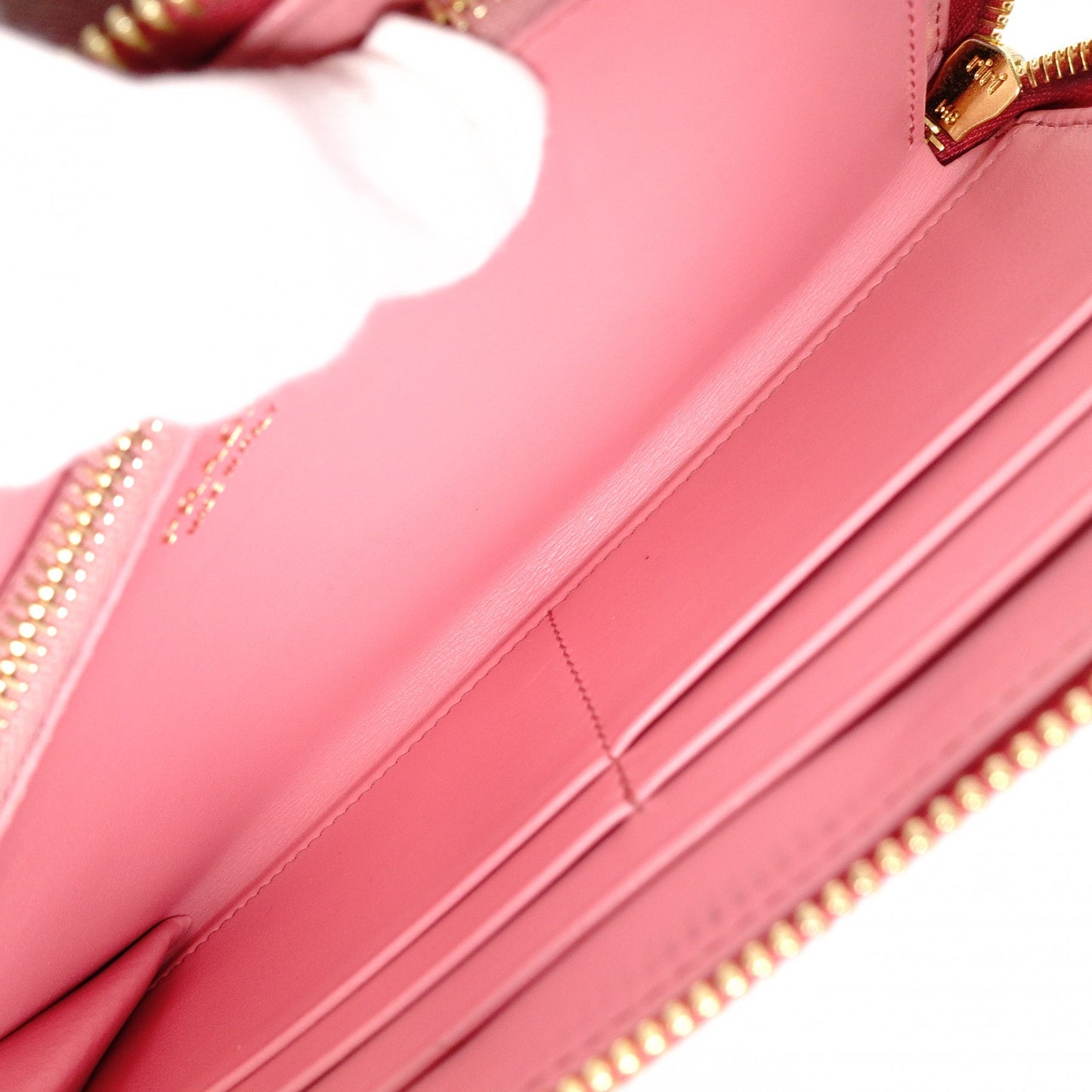 PRADA Saffiano Leather Long Wallet Pink with Gold Hardware