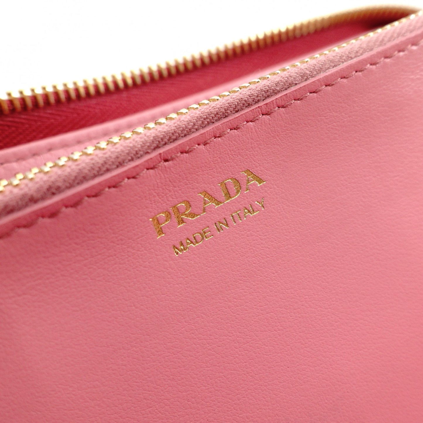 PRADA Saffiano Leather Long Wallet Pink with Gold Hardware