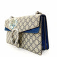 GUCCI Dionysus Flower Shoulder Bag Chain GG Supreme Beige × Blue PVC Suede 7-10-1003