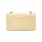 CHANEL Classic Double Flap Quilted 25 Shoulder Bag Leather Beige