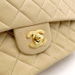 CHANEL Classic Double Flap Quilted 25 Shoulder Bag Leather Beige