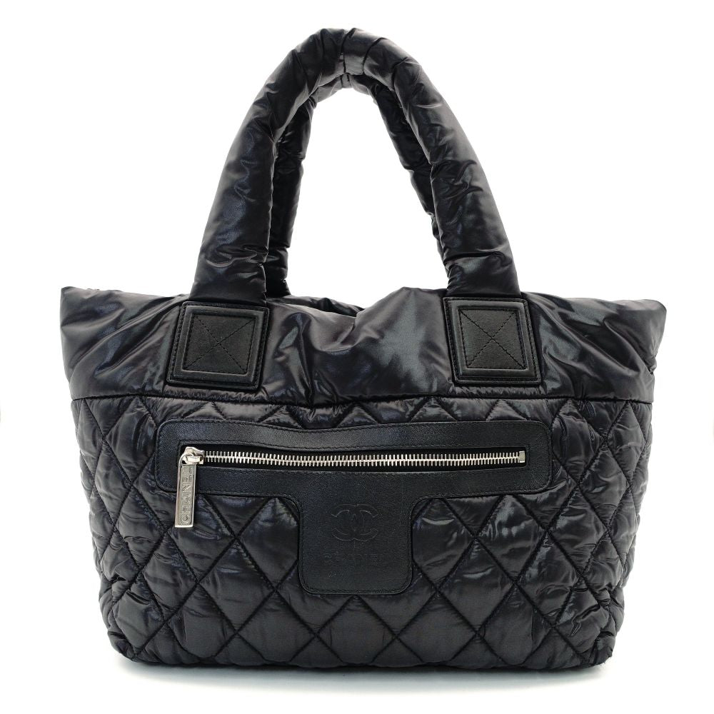 CHANEL Coco Cocoon Small Tote Black Nylon Shoulder Bag with CC Logo 7-11-330