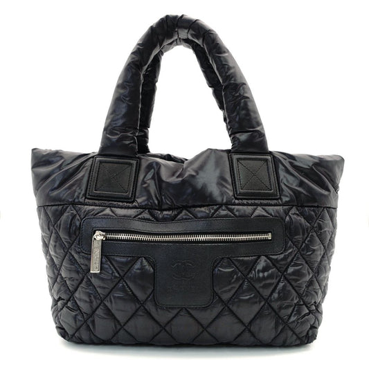 CHANEL Coco Cocoon Small Tote Black Nylon Shoulder Bag with CC Logo 7-11-330