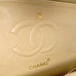 CHANEL Classic Double Flap Quilted 25 Shoulder Bag Leather Beige