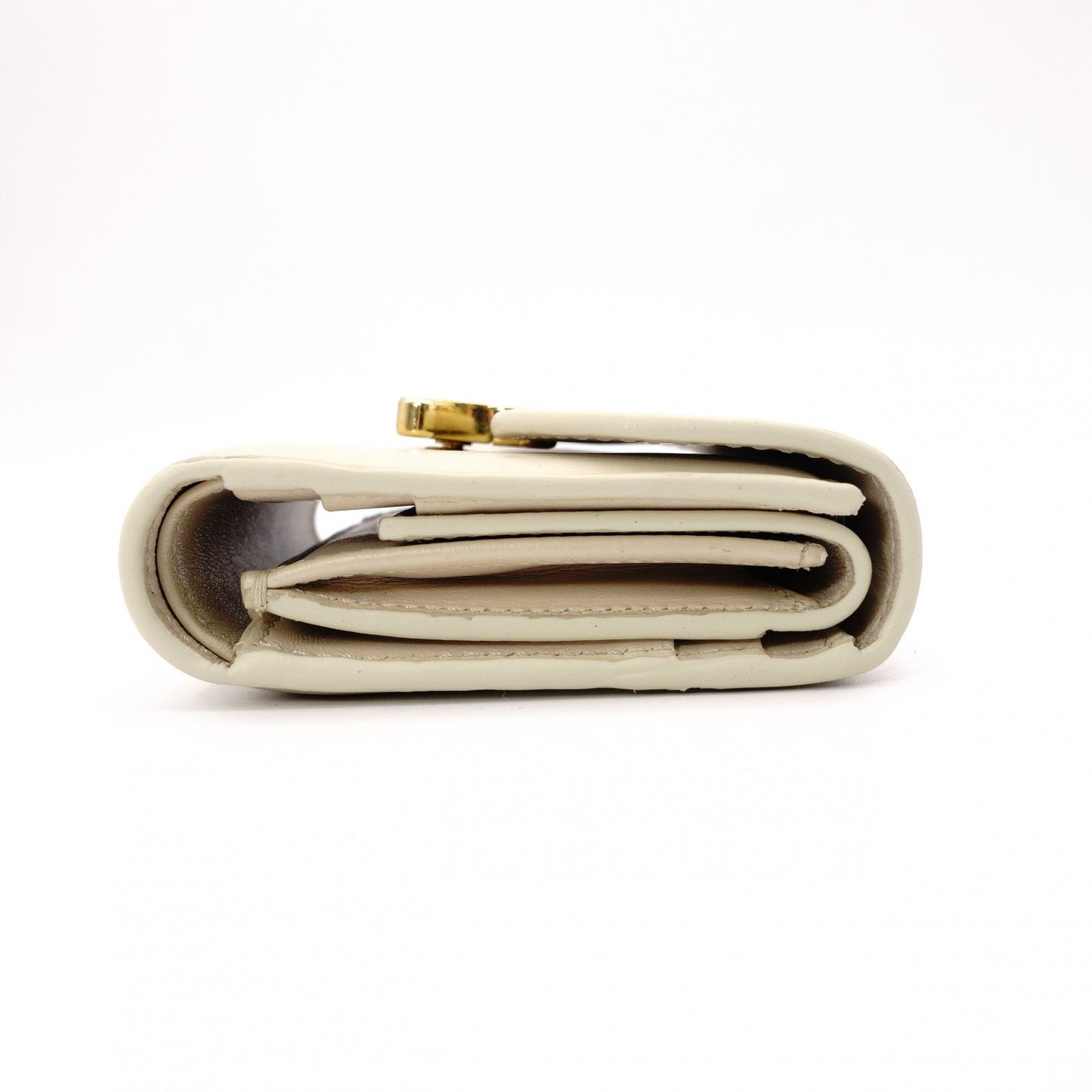 CELINE Triomphe Bifold Wallet Leather Beige