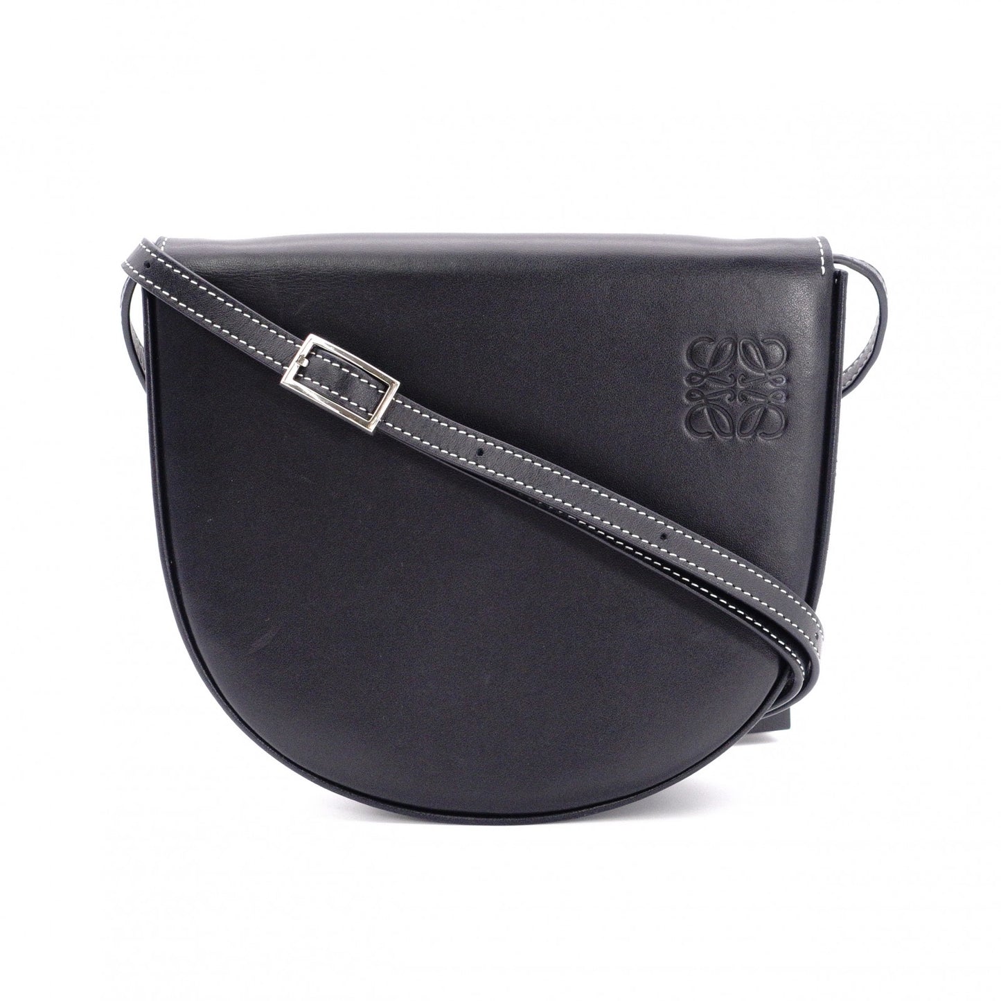 LOEWE Anagram Shoulder Bag, Leather, Black, Crossbody