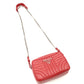 PRADA Diagram Chain Shoulder Bag Red Leather Silver Hardware Crossbody 7-10-721