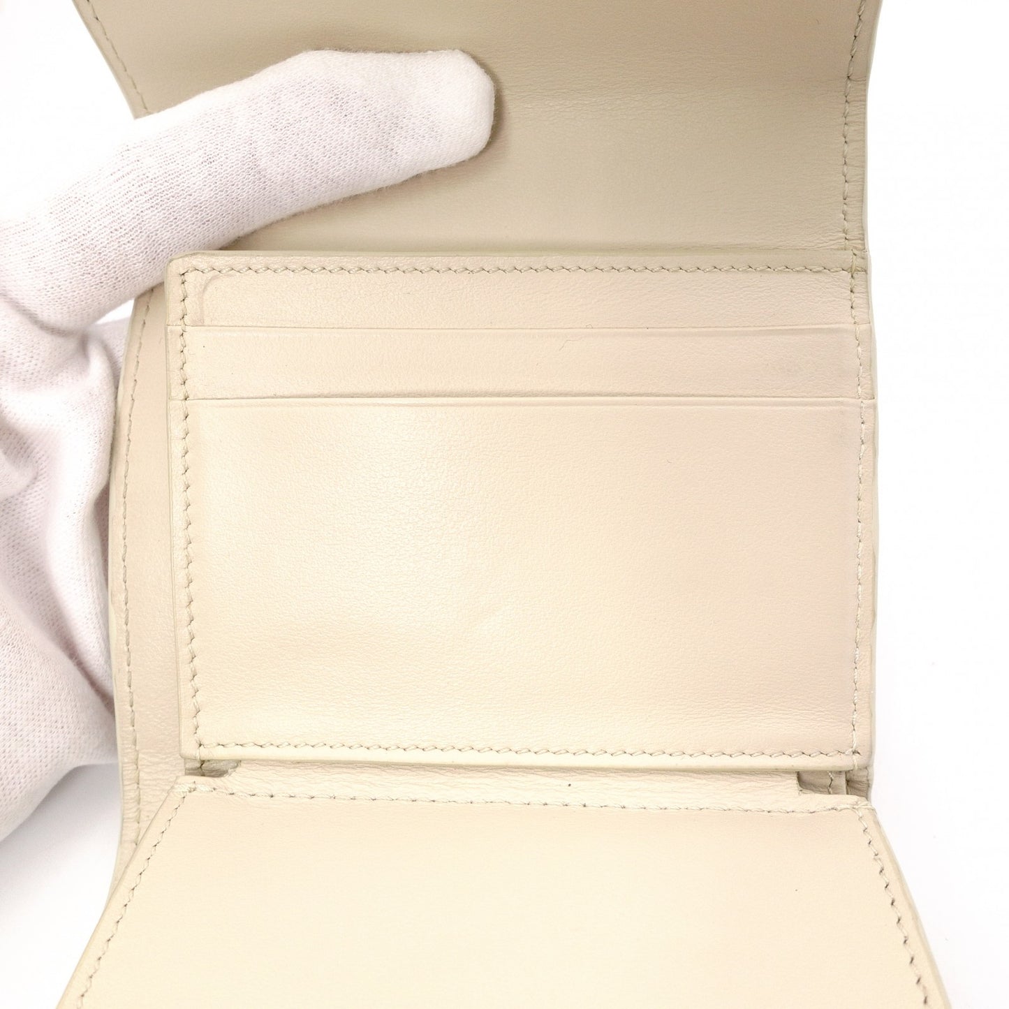CELINE Triomphe Bifold Wallet Leather Beige