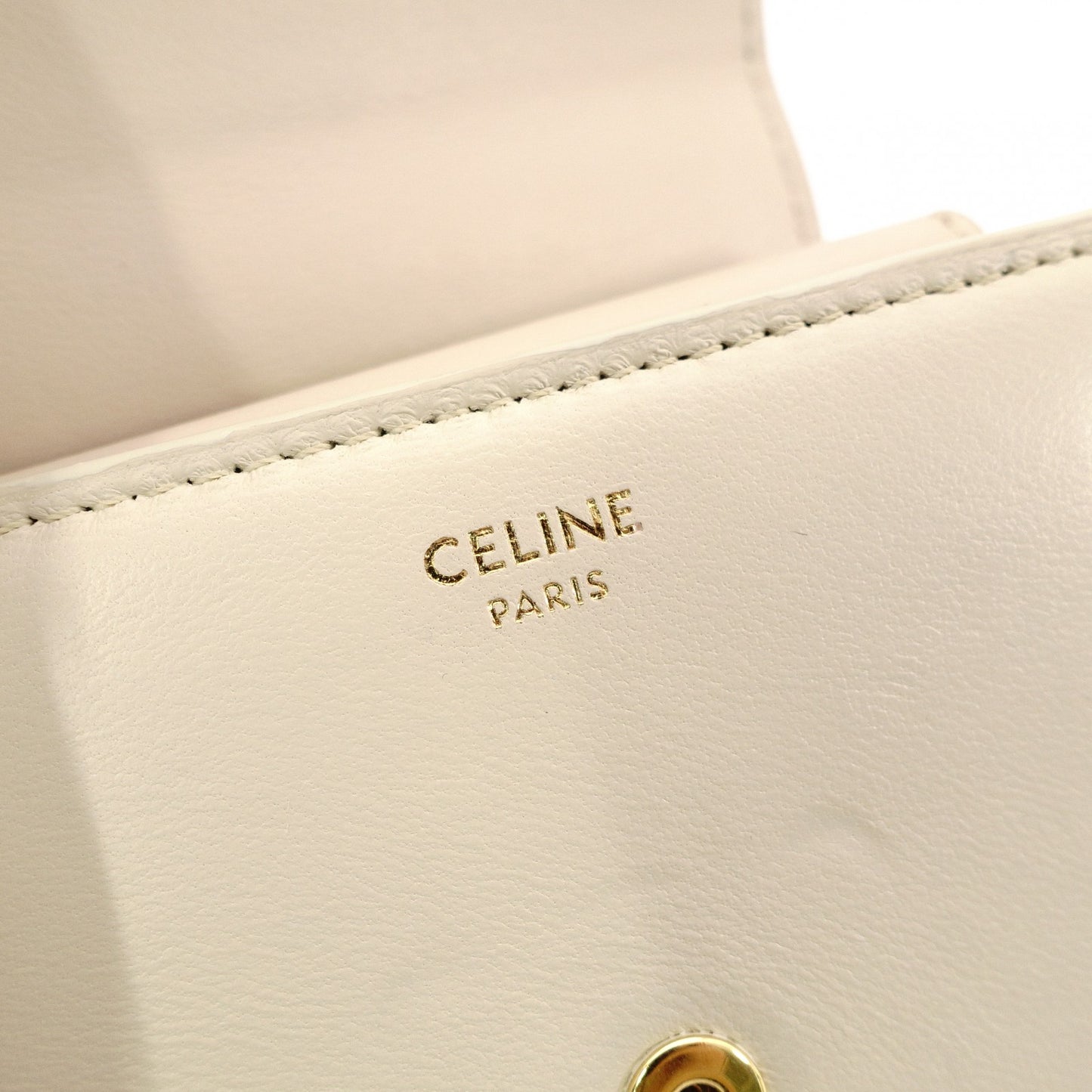 CELINE Triomphe Bifold Wallet Leather Beige