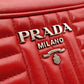 PRADA Diagram Chain Shoulder Bag Red Leather Silver Hardware Crossbody 7-10-721