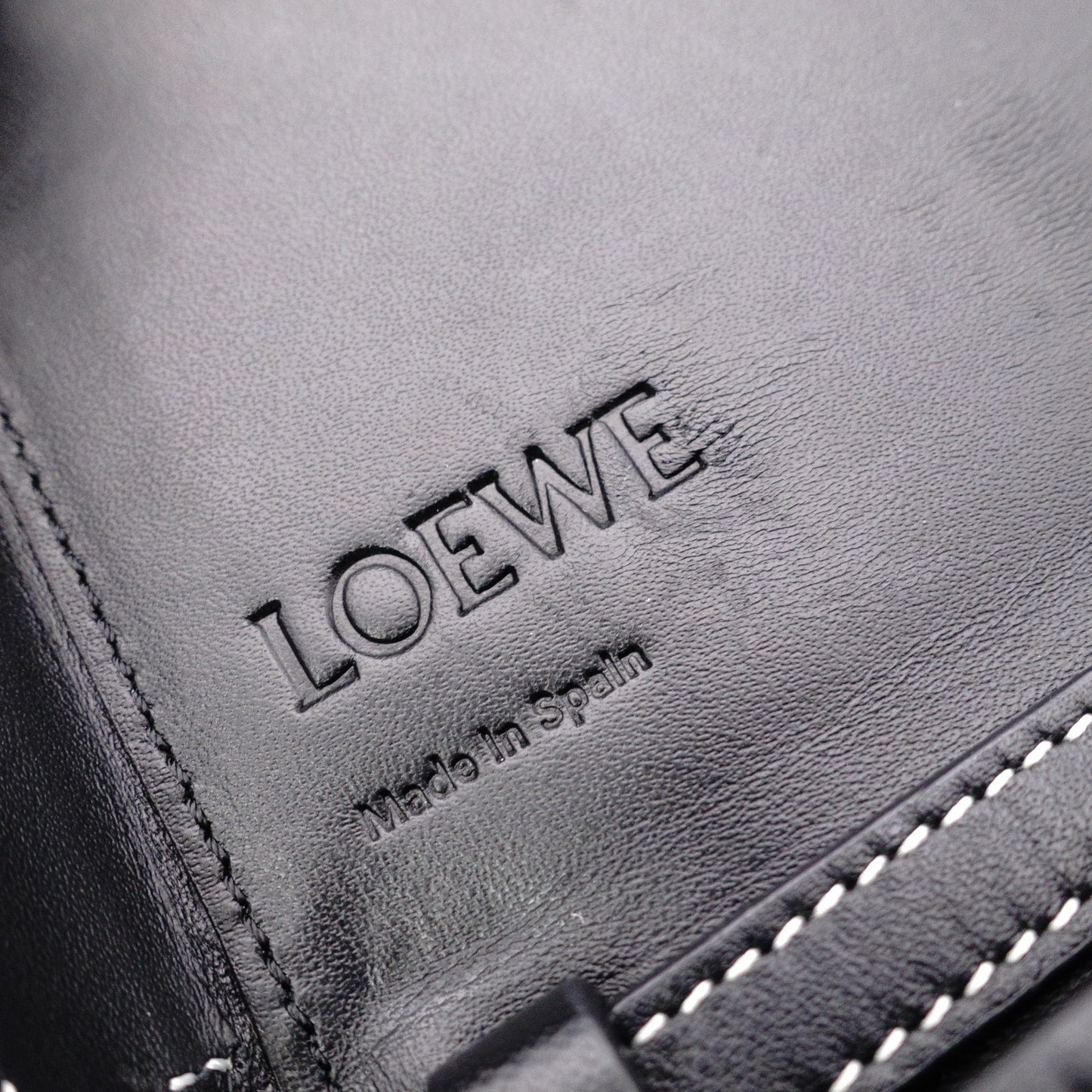 LOEWE Anagram Shoulder Bag, Leather, Black, Crossbody