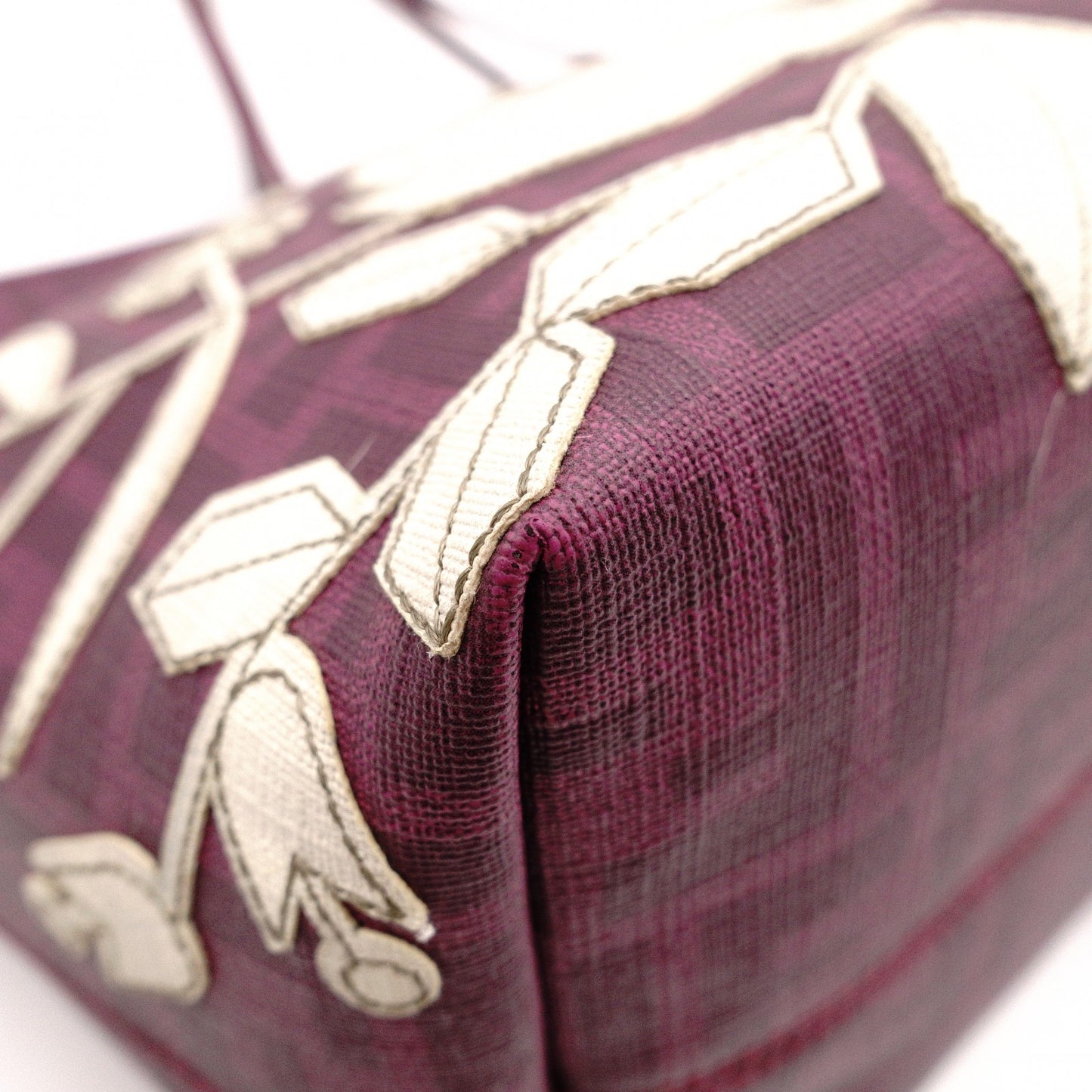 FENDI Tote Bag with Floral Motif, Zucca PVC/Leather, Purple, Shoulder Bag