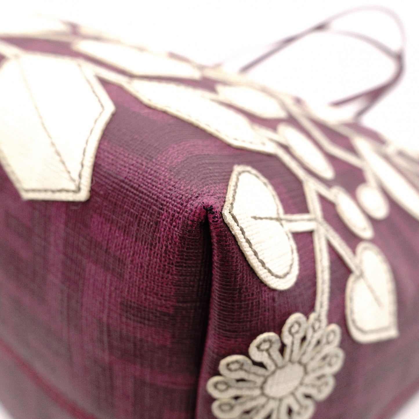 FENDI Tote Bag with Floral Motif, Zucca PVC/Leather, Purple, Shoulder Bag