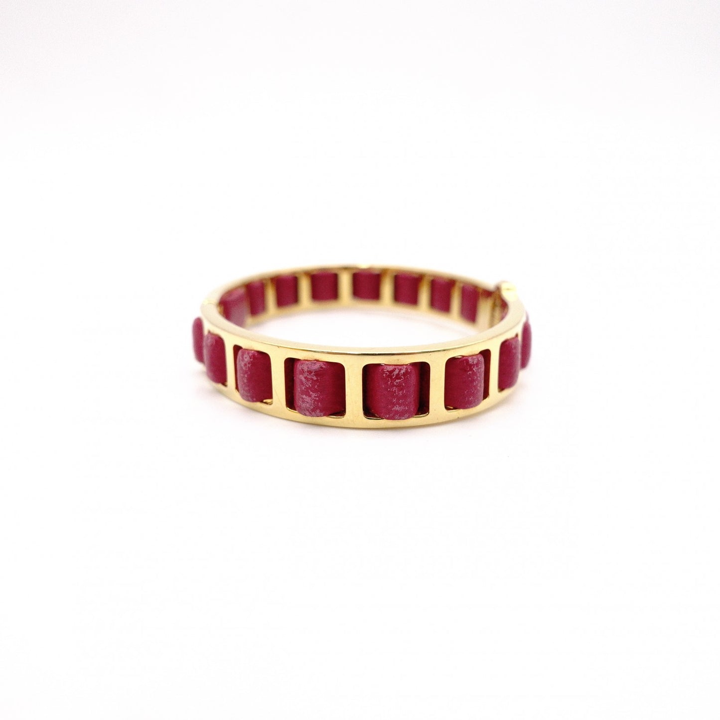 FENDI Bracelet, Metal and Leather, Gold and Pink, Bangle