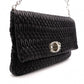 Miu Miu Matelassé Shoulder Bag, Leather, Black, Jewels, Rhinestones, Silver Hardware