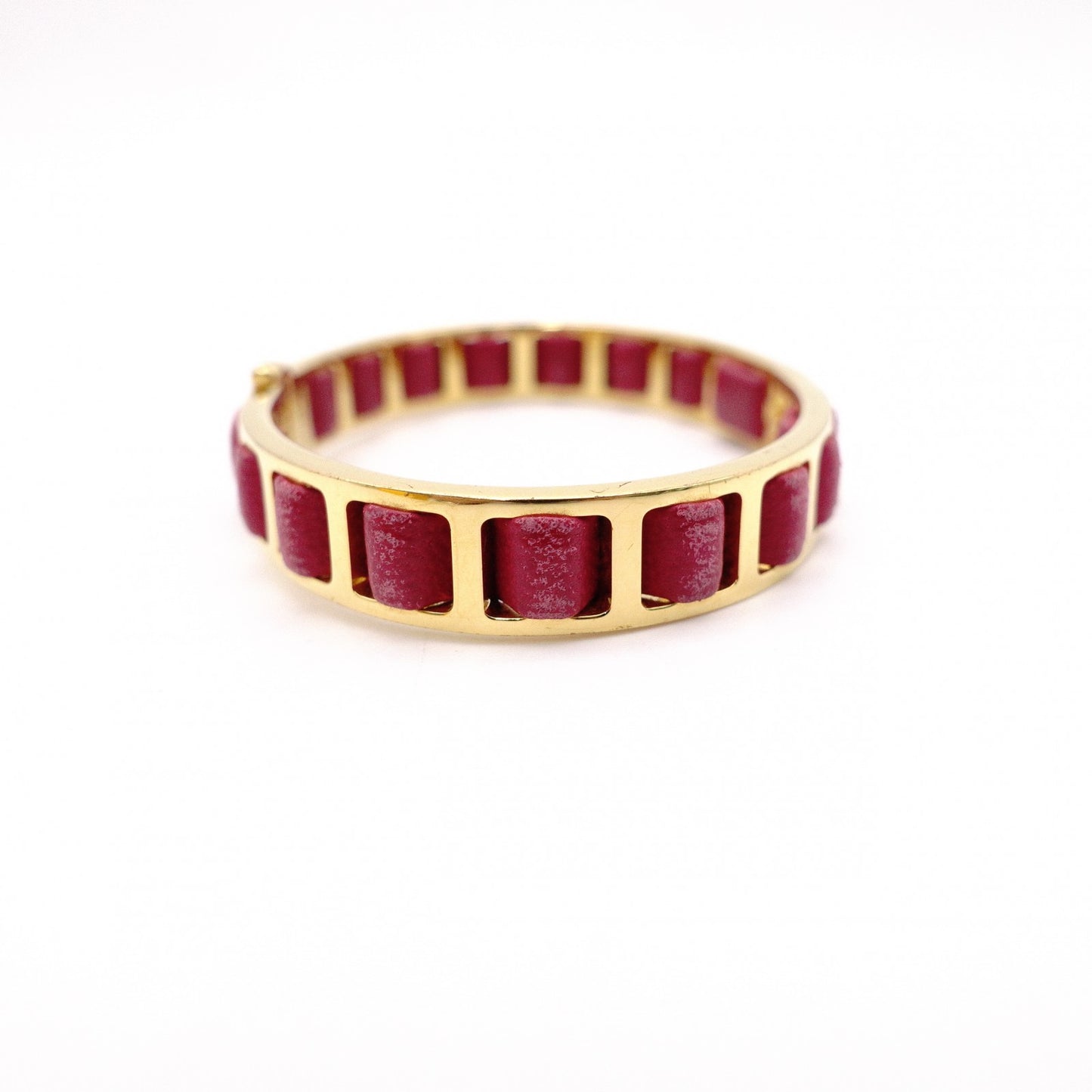 FENDI Bracelet, Metal and Leather, Gold and Pink, Bangle