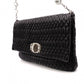 Miu Miu Matelassé Shoulder Bag, Leather, Black, Jewels, Rhinestones, Silver Hardware