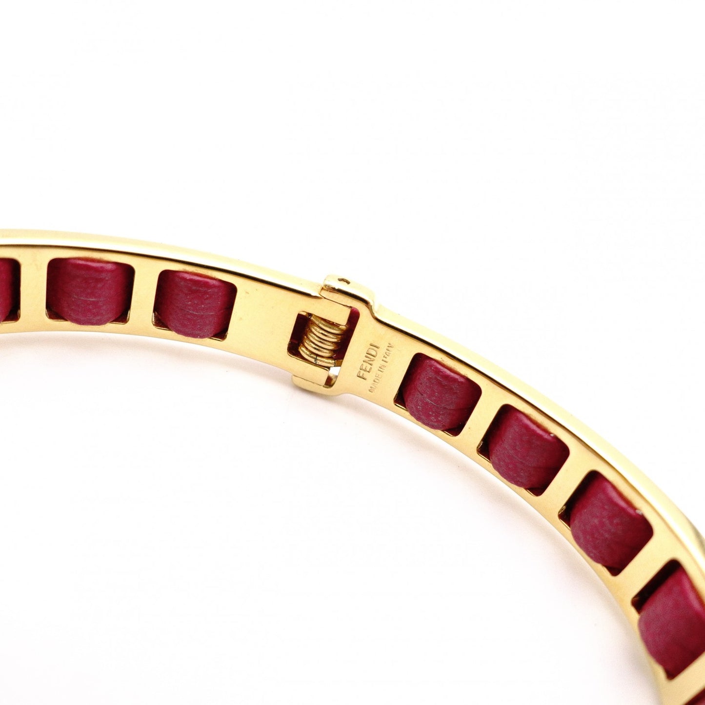 FENDI Bracelet, Metal and Leather, Gold and Pink, Bangle