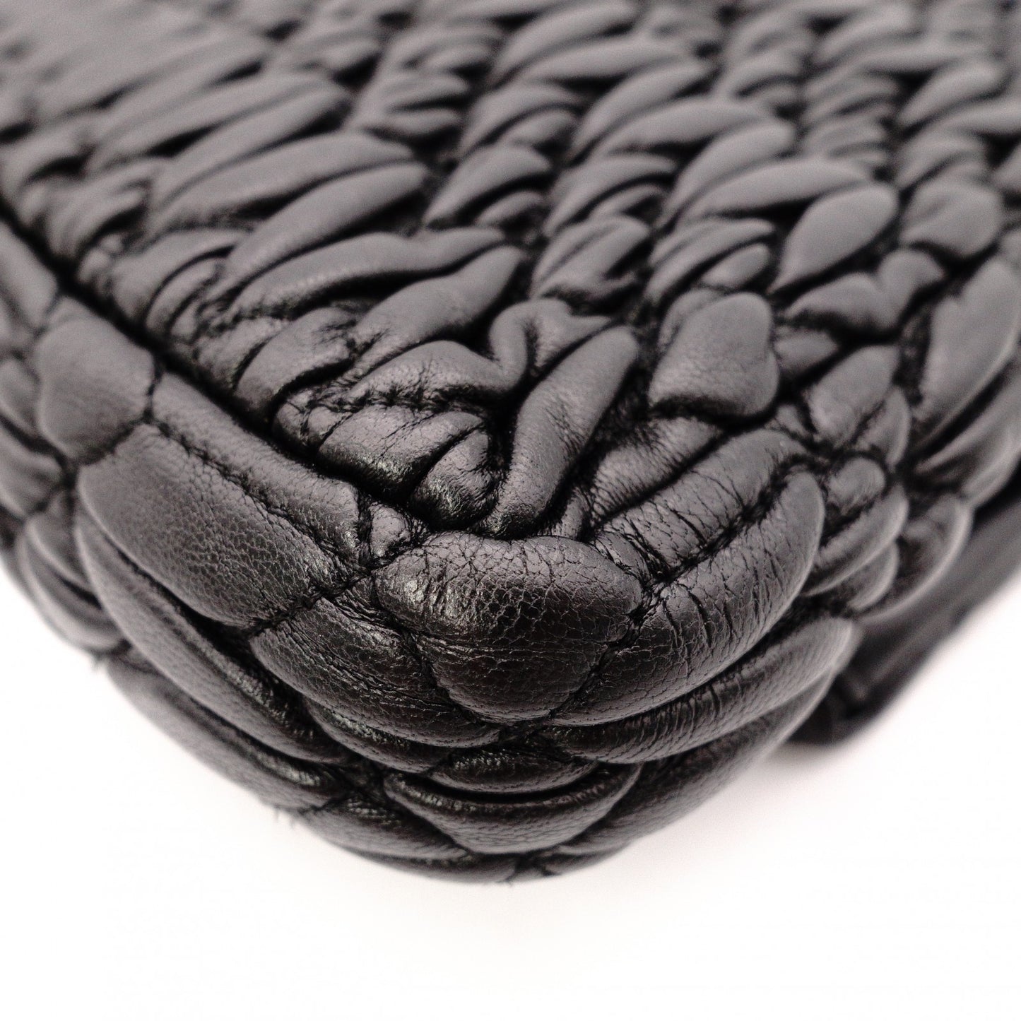 Miu Miu Matelassé Shoulder Bag, Leather, Black, Jewels, Rhinestones, Silver Hardware