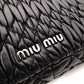 Miu Miu Matelassé Shoulder Bag, Leather, Black, Jewels, Rhinestones, Silver Hardware