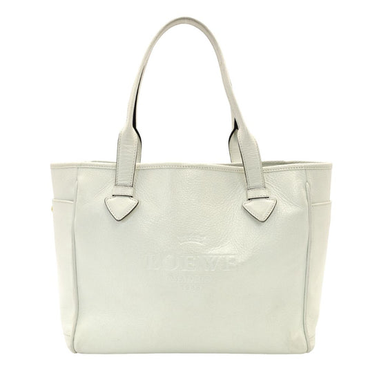 LOEWE Heritage Tote Bag White Leather White Shoulder Logo 7-11-338
