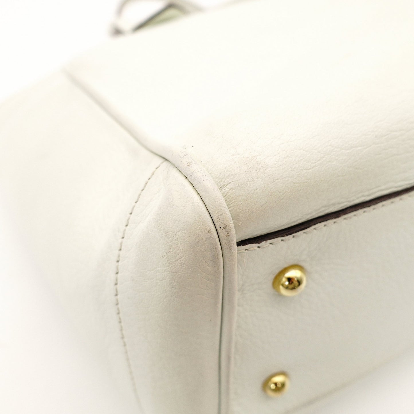 LOEWE Heritage Tote Bag White Leather White Shoulder Logo 7-11-338