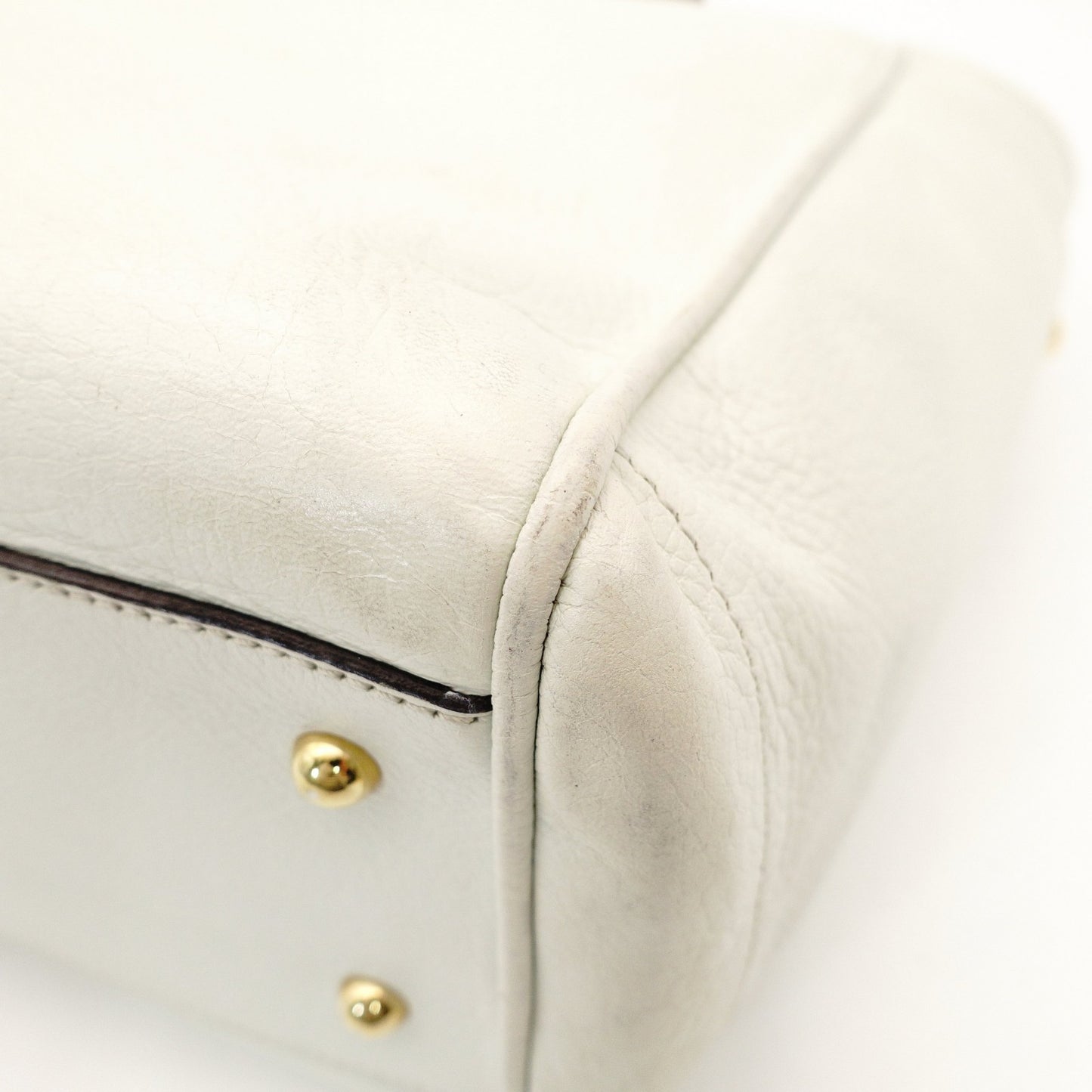 LOEWE Heritage Tote Bag White Leather White Shoulder Logo 7-11-338