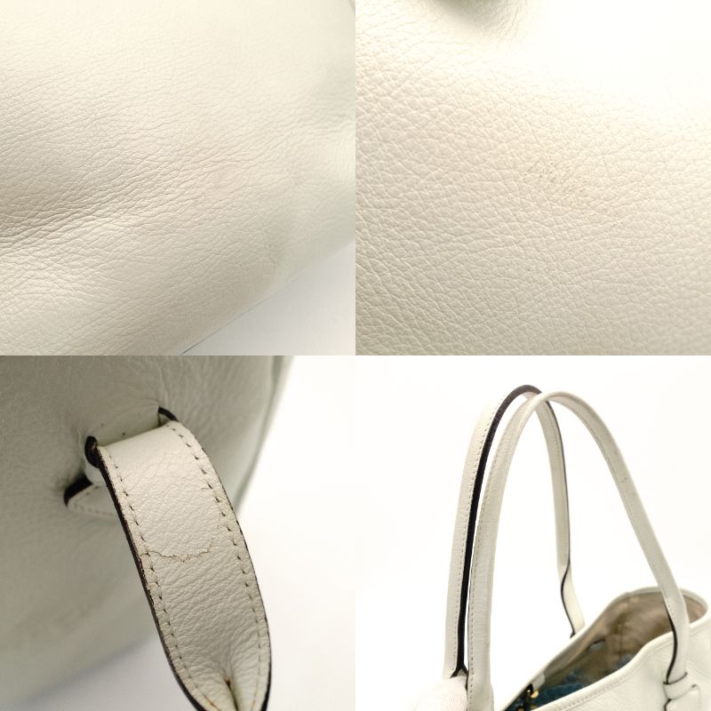 LOEWE Heritage Tote Bag White Leather White Shoulder Logo 7-11-338