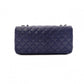 CHANEL Quilted Double-Flap Matelassé Shoulder Bag, Leather, Navy, Crossbody, Silver Hardware