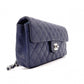 CHANEL Quilted Double-Flap Matelassé Shoulder Bag, Leather, Navy, Crossbody, Silver Hardware