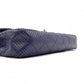 CHANEL Quilted Double-Flap Matelassé Shoulder Bag, Leather, Navy, Crossbody, Silver Hardware