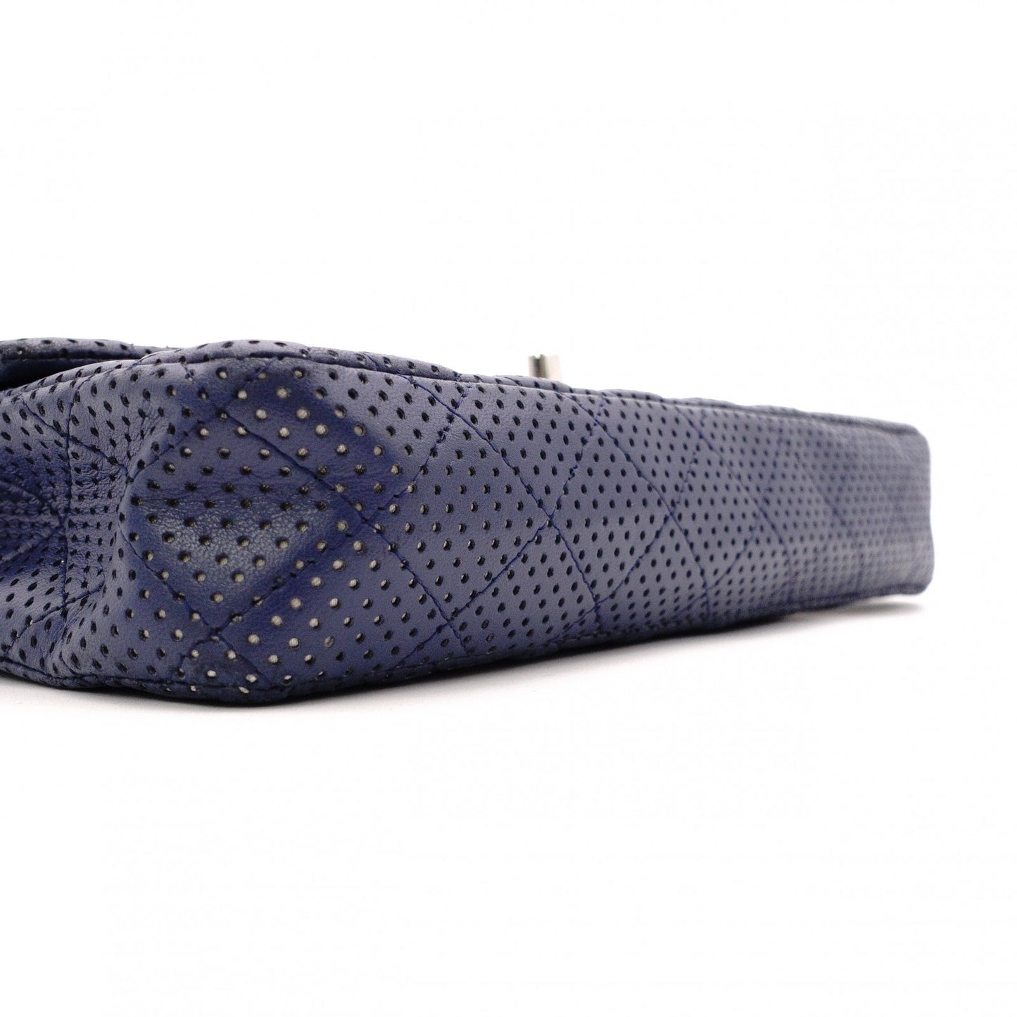 CHANEL Quilted Double-Flap Matelassé Shoulder Bag, Leather, Navy, Crossbody, Silver Hardware