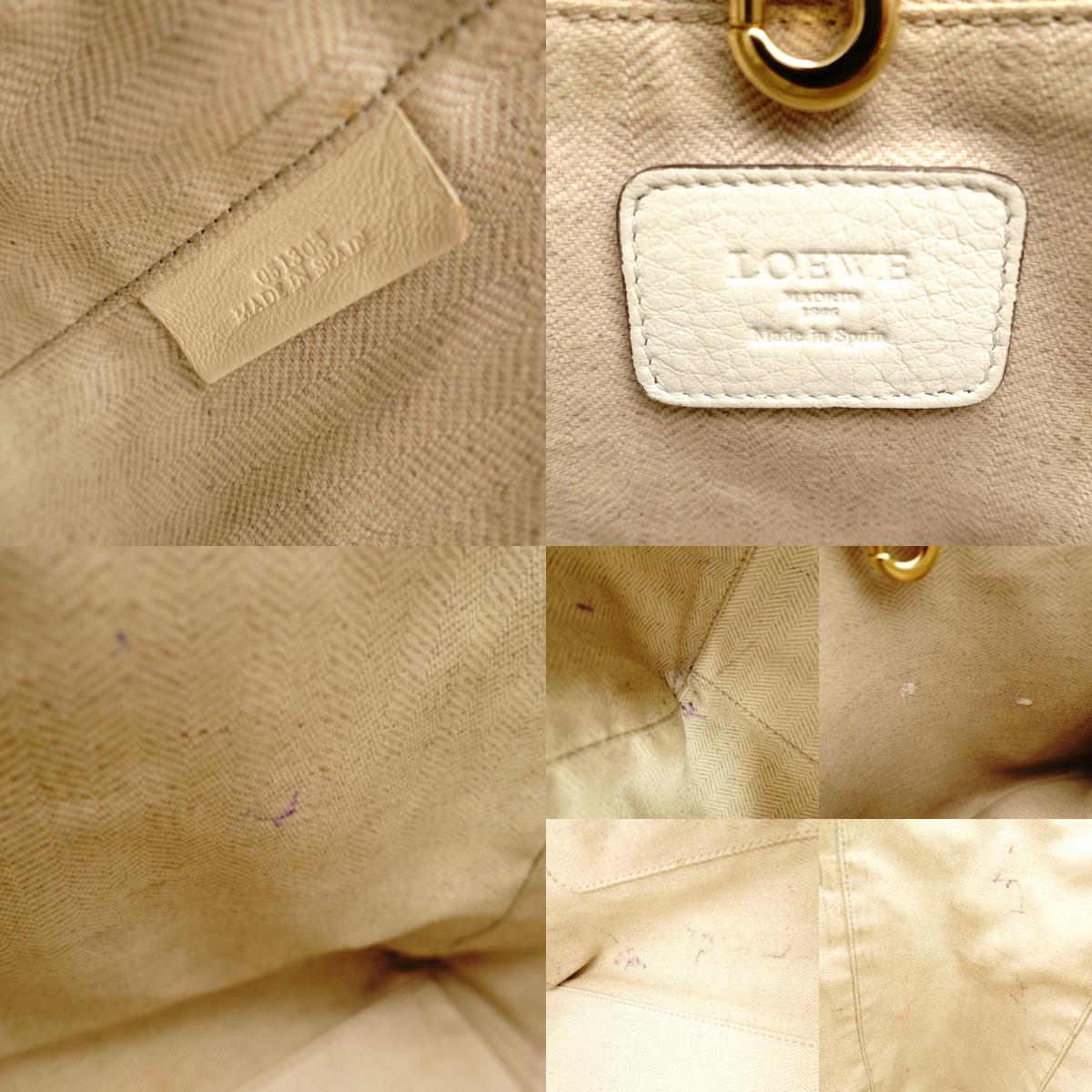 LOEWE Heritage Tote Bag White Leather White Shoulder Logo 7-11-338