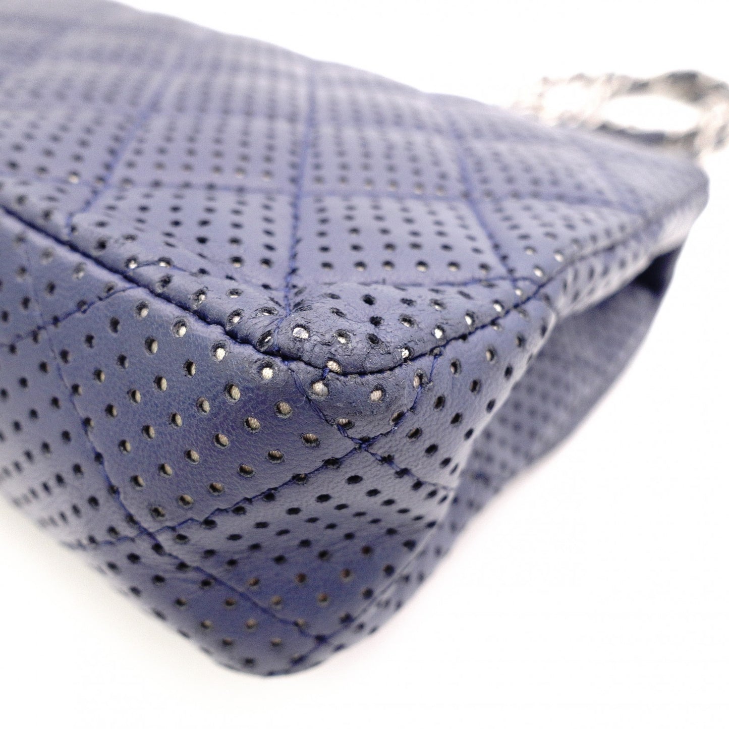 CHANEL Quilted Double-Flap Matelassé Shoulder Bag, Leather, Navy, Crossbody, Silver Hardware