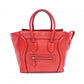 CELINE Luggage Micro Shopper Handbag, Leather, Red, Tote Bag