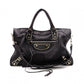 BALENCIAGA Classic Metallic Edge City Handbag, Leather, Black, 2-Way