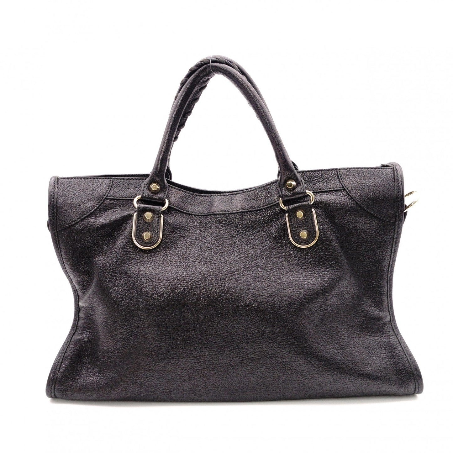 BALENCIAGA Classic Metallic Edge City Handbag, Leather, Black, 2-Way