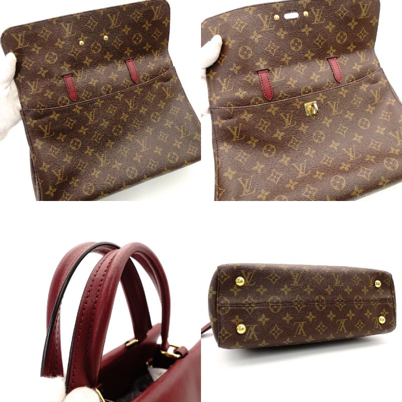 LOUIS VUITTON Venus Bag Tote Monogram Canvas Handbag Bordeaux Brown Leather 2-Way PVC 7-10-972
