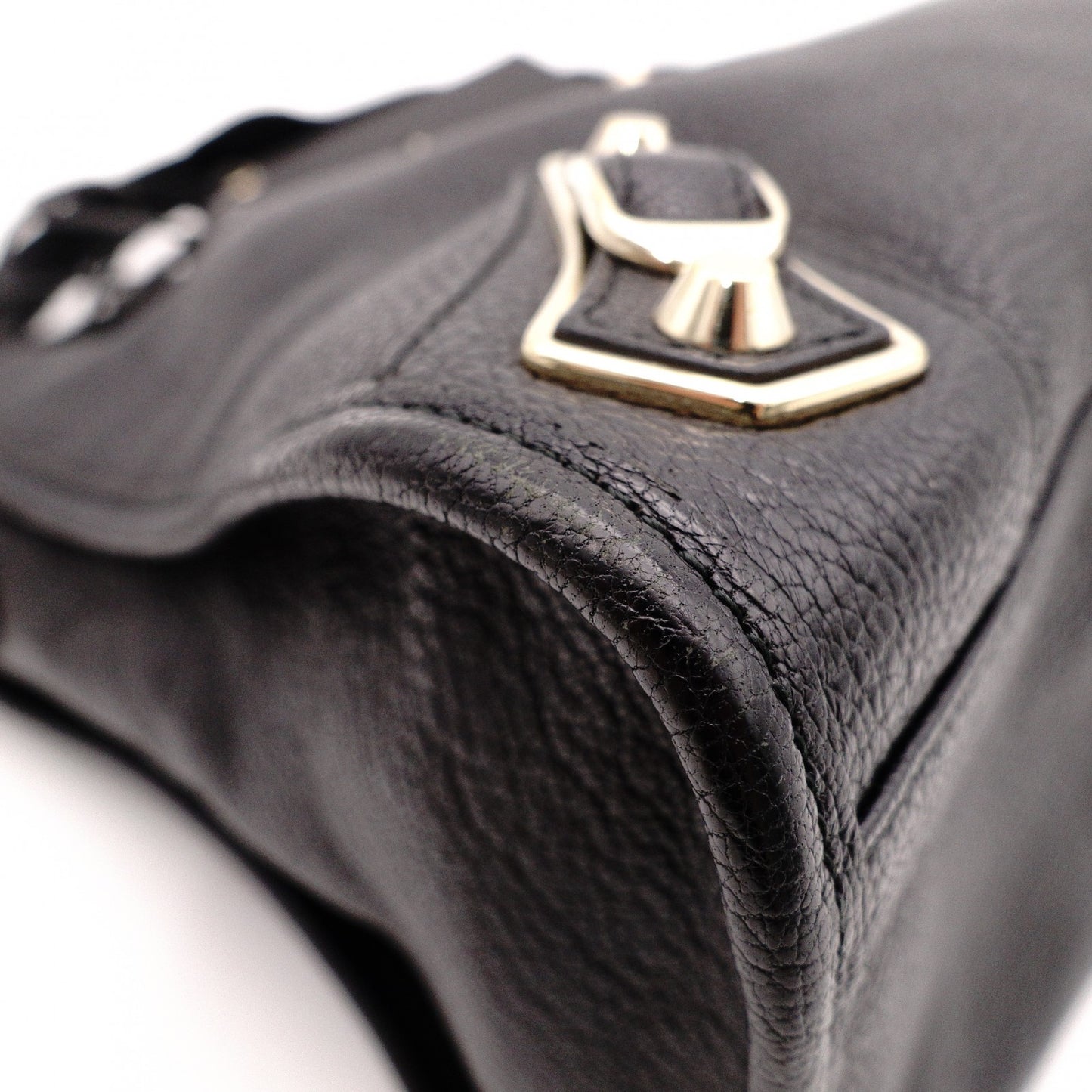 BALENCIAGA Classic Metallic Edge City Handbag, Leather, Black, 2-Way