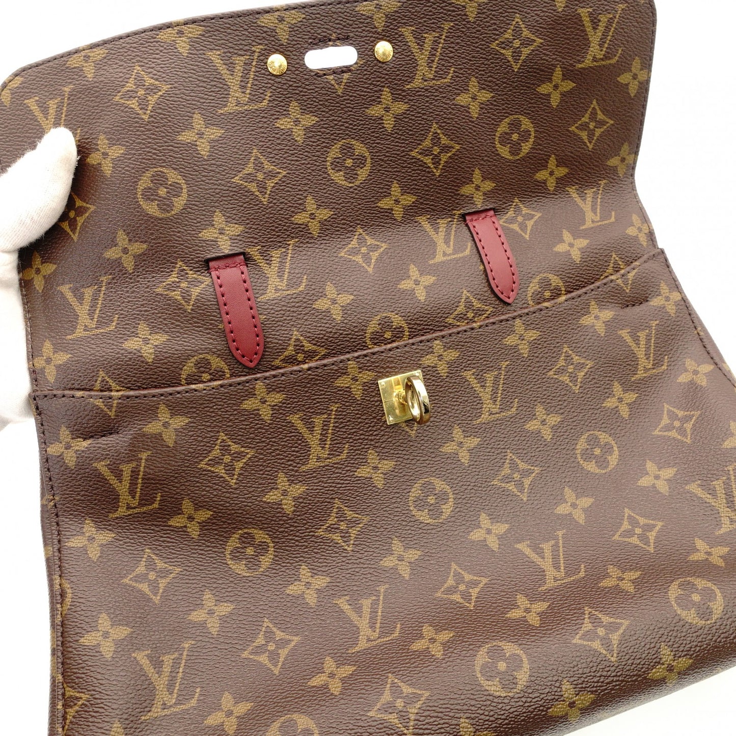 LOUIS VUITTON Venus Bag Tote Monogram Canvas Handbag Bordeaux Brown Leather 2-Way PVC 7-10-972