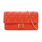 Unused Fendi Baguette Chain Shoulder Bag Orange FF Logo Leather Crossbody 2-Way