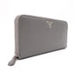PRADA Saffiano Leather Long Wallet, Gray with Silver Hardware