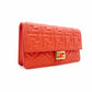 Unused Fendi Baguette Chain Shoulder Bag Orange FF Logo Leather Crossbody 2-Way