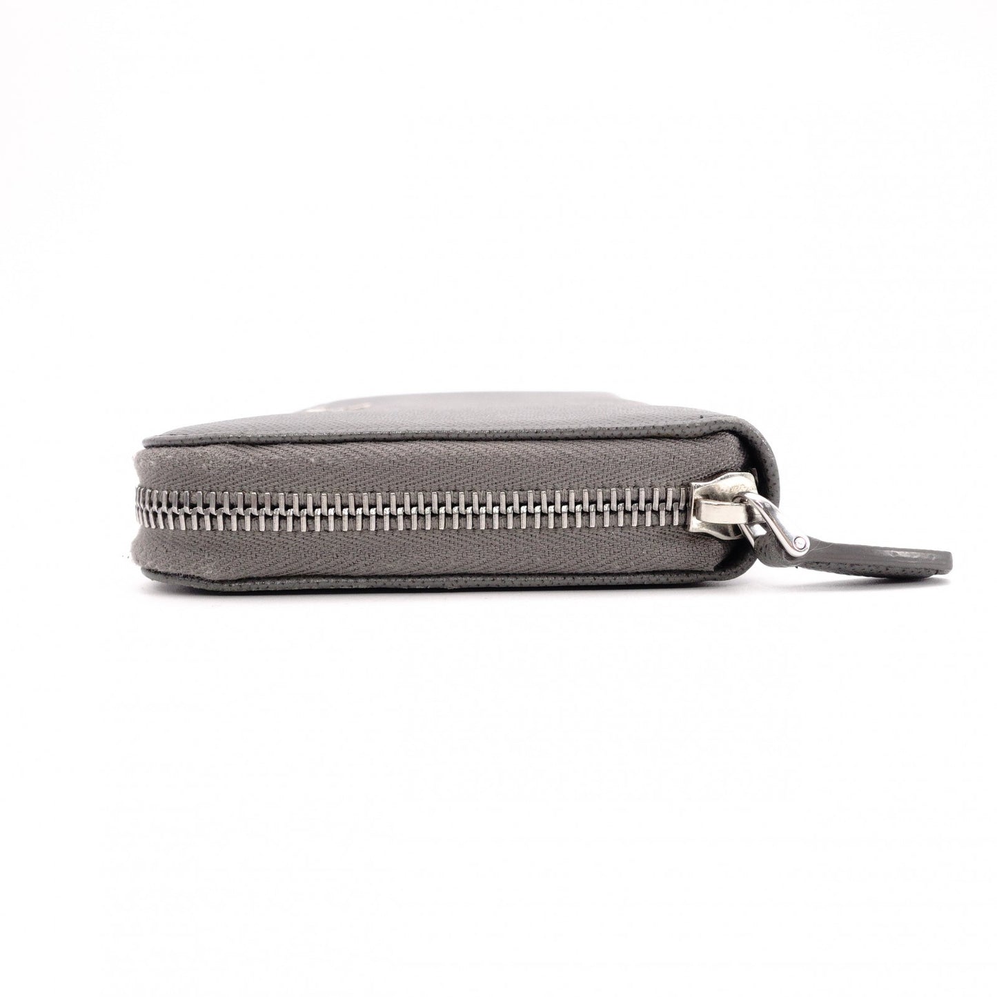 PRADA Saffiano Leather Long Wallet, Gray with Silver Hardware