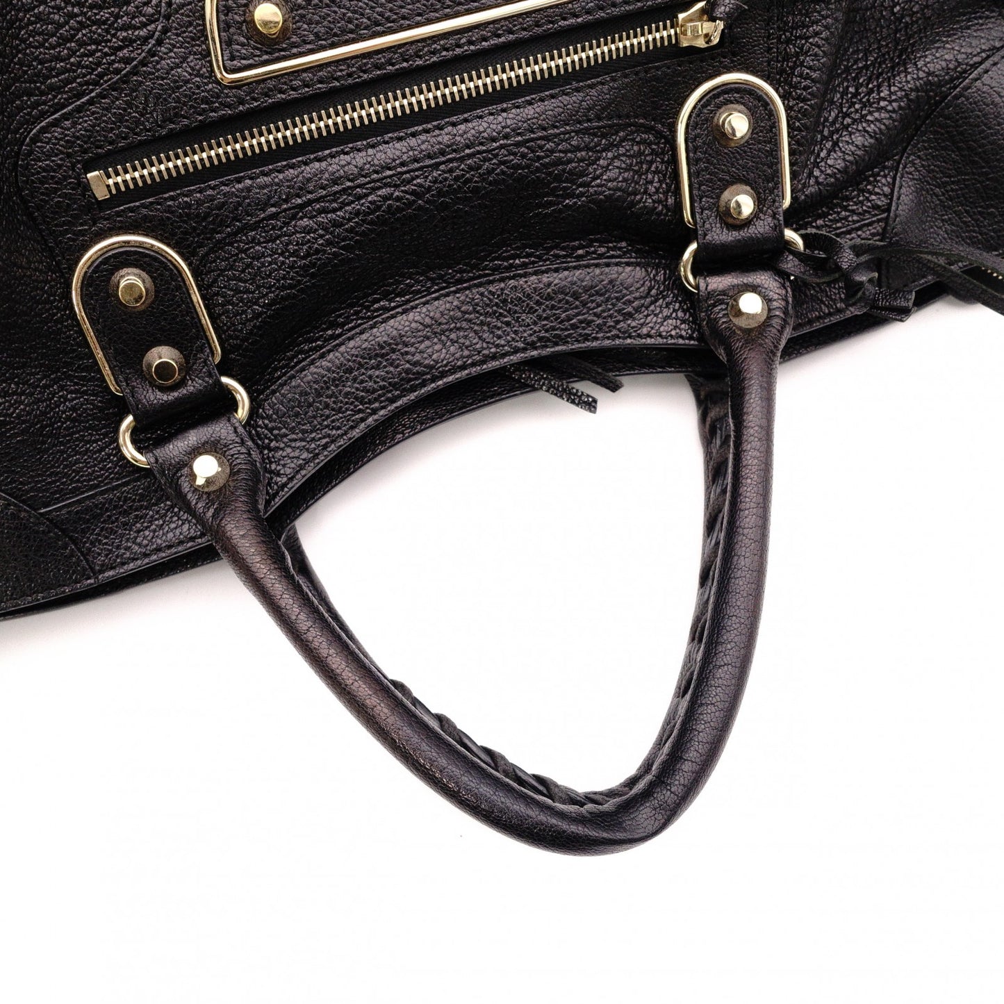 BALENCIAGA Classic Metallic Edge City Handbag, Leather, Black, 2-Way
