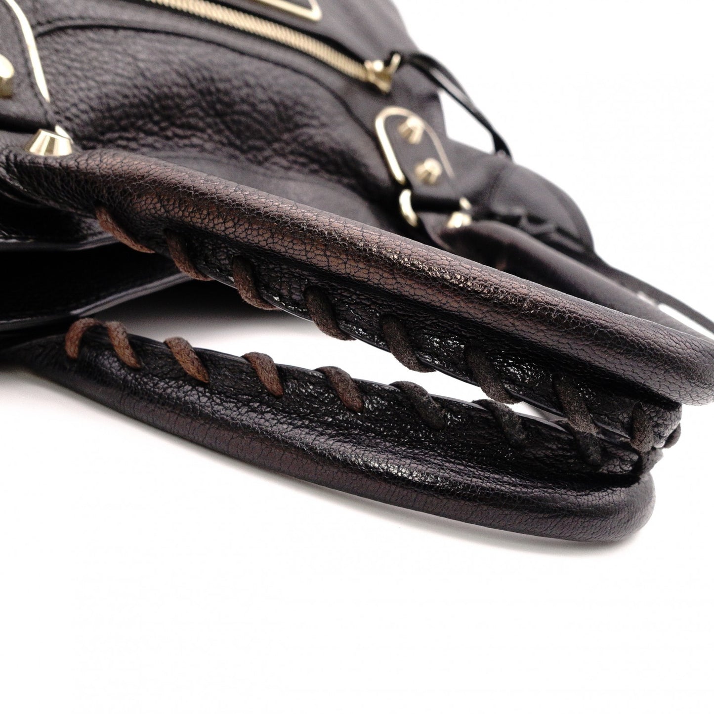 BALENCIAGA Classic Metallic Edge City Handbag, Leather, Black, 2-Way