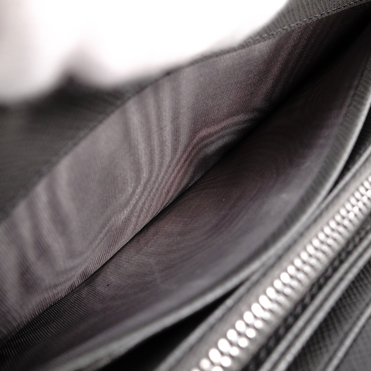 PRADA Saffiano Leather Long Wallet, Gray with Silver Hardware