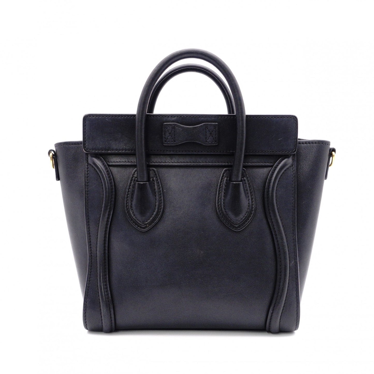 CELINE Luggage Nano Handbag, Leather, Black, 2-Way Crossbody/Shoulder Bag